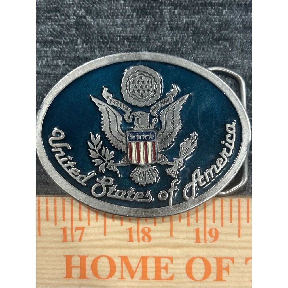 UNITED STATES OF AMERICA Blue Enamel EAGLE crest BELT BUCKLE 2240